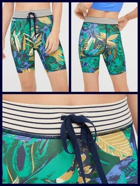 NEW Offline By Aerie Tropical-Print Athletic High Rise Bike Shorts Size Medium